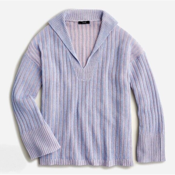 NWT J Crew Sweater Womens XS/S Purple Pink Linen Blend Pullover Coastal Beachy - Picture 1 of 16